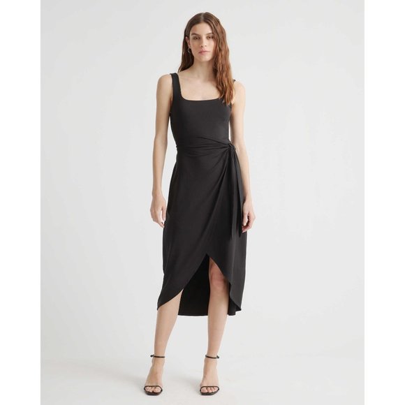 Quince Dresses & Skirts - Quince Womens Tencel Jersey Side Tie Dress Sleeveless Stretch Black S